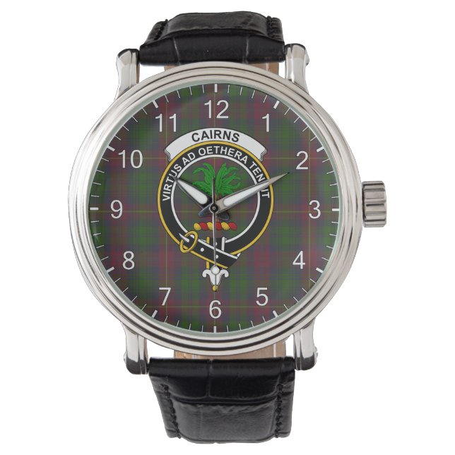 Classic Timeless Clan Cairns Jagen Tartan Abzeiche Armbanduhr (Vorderseite)