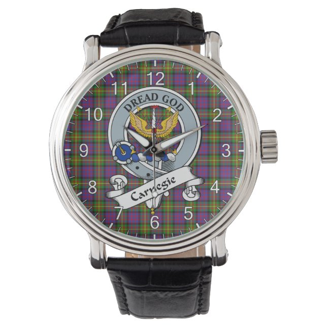 Classic Timeless Clan Carnegie Abzeichen Tartan Wa Armbanduhr (Vorderseite)