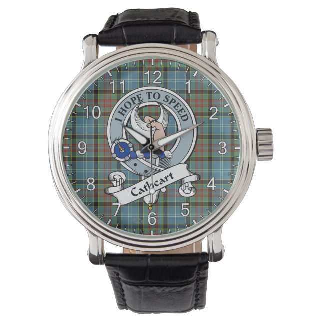 Classic Timeless Clan Cathcart Abzeichen Tartan Wa Armbanduhr (Vorderseite)