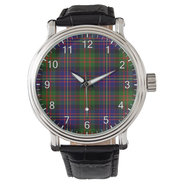 Classic Timeless Clan Chalmers Tartan Kariertes Ge Armbanduhr (Vorderseite)