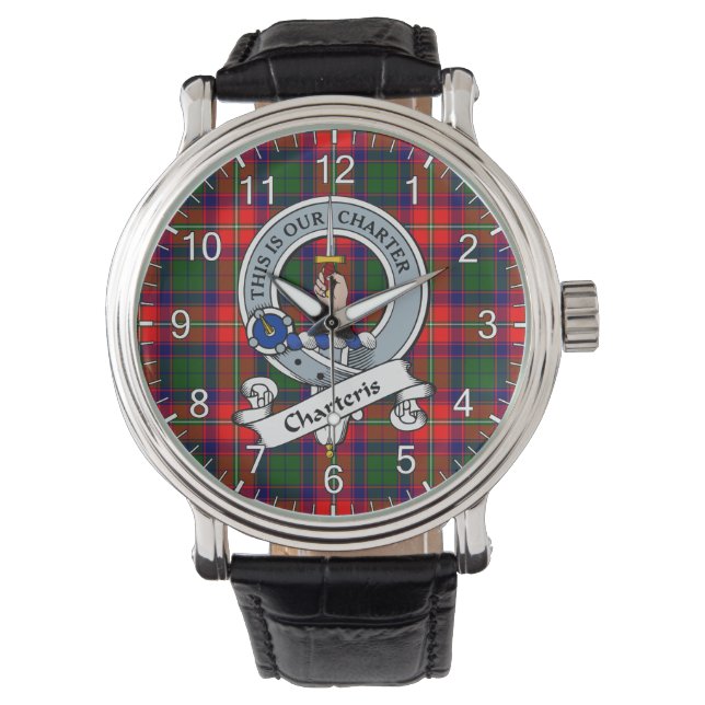 Classic Timeless Clan Charteris Abzeichen Tartan W Armbanduhr (Vorderseite)