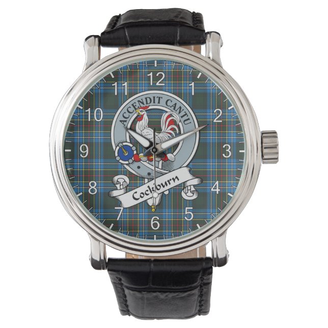 Classic Timeless Clan Cockburn Abzeichen Tartan Wa Armbanduhr (Vorderseite)