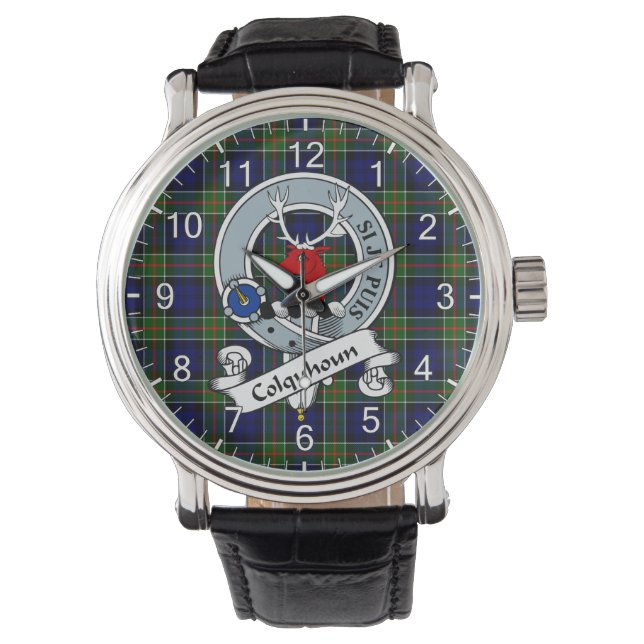 Classic Timeless Clan Colquhoun Abzeichen Tartan W Armbanduhr (Vorderseite)