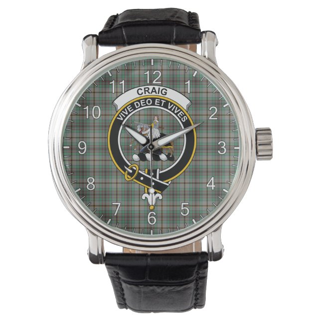 Classic Timeless Clan Craig Tartan Abzeichen Karie Armbanduhr (Vorderseite)