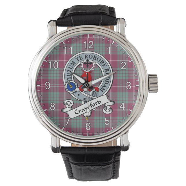 Classic Timeless Clan Crawford Ancient Abzeichen T Armbanduhr (Vorderseite)