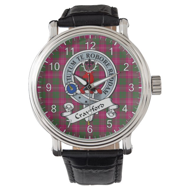 Classic Timeless Clan Crawford Modern Abzeichen Ta Armbanduhr (Vorderseite)