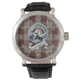 Classic Timeless Clan Cunningham Burgundy Abzeiche Armbanduhr