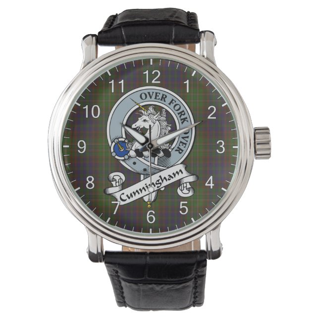 Classic Timeless Clan Cunningham Jagd Abzeichen Ta Armbanduhr (Vorderseite)
