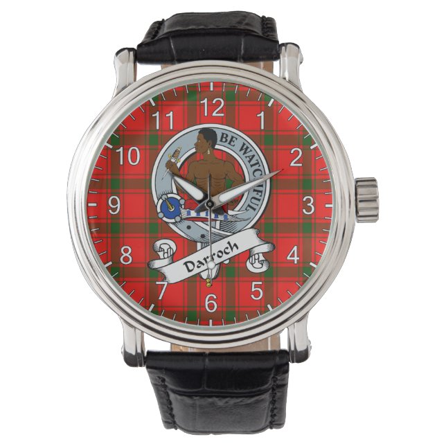 Classic Timeless Clan Darroch Abzeichen Tartan Wat Armbanduhr (Vorderseite)