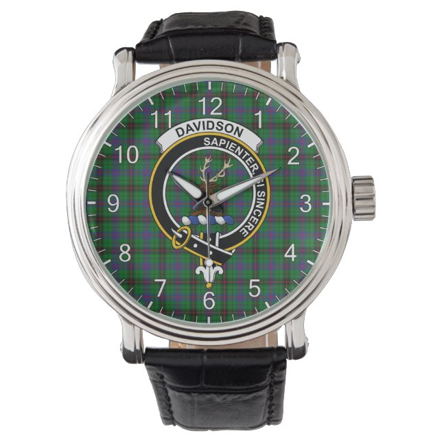 Classic Timeless Clan Davidson Modern Tartan Abzei Armbanduhr (Vorderseite)