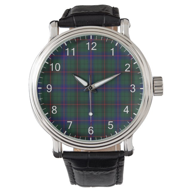 Classic Timeless Clan Davidson Tartan Kariertes Ge Armbanduhr (Vorderseite)