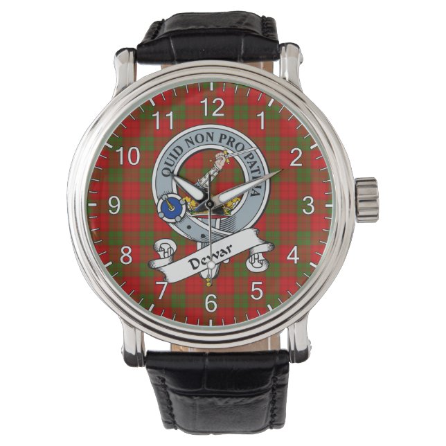 Classic Timeless Clan Dewar Abzeichen Tartan Watch Armbanduhr (Vorderseite)