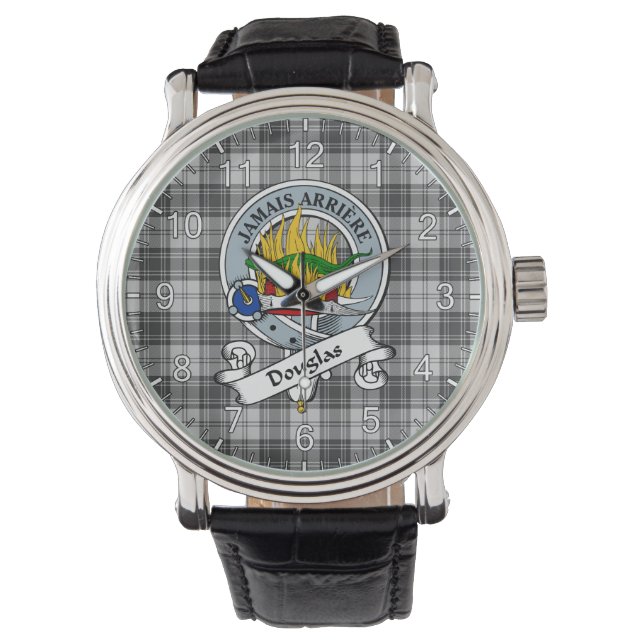Classic Timeless Clan Douglas Gray Modern Abzeiche Armbanduhr (Vorderseite)