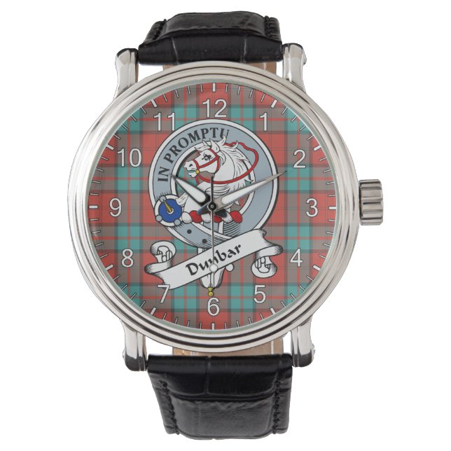 Classic Timeless Clan Dunbar Altes Abzeichen Tarta Armbanduhr (Vorderseite)