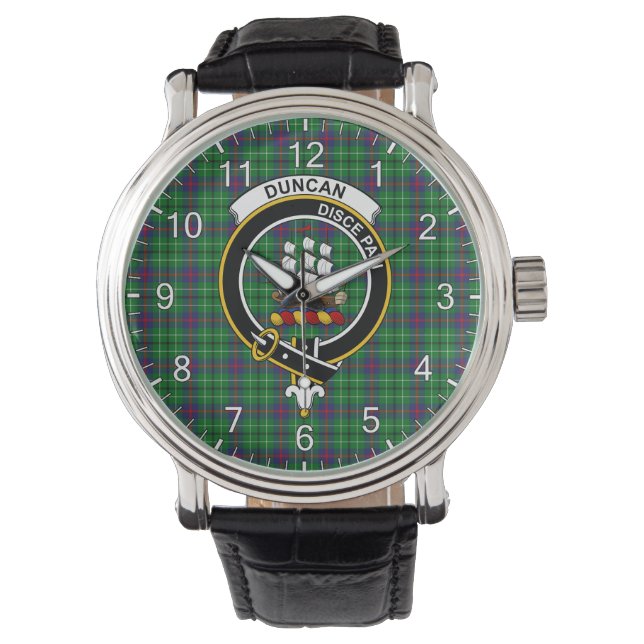 Classic Timeless Clan Duncan Tartan Abzeichen Kari Armbanduhr (Vorderseite)