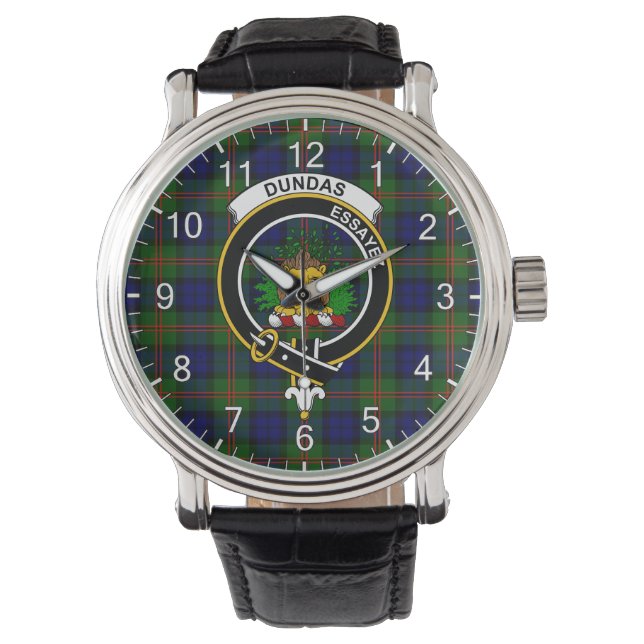 Classic Timeless Clan Dundas Tartan Abzeichen Kari Armbanduhr (Vorderseite)