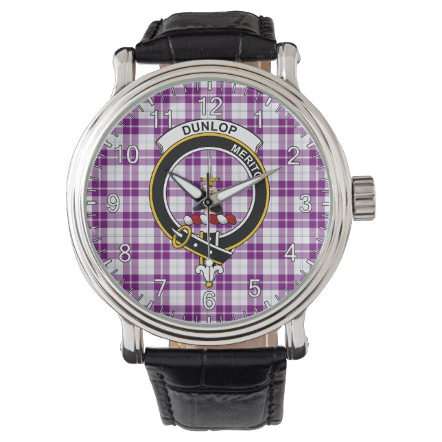 Classic Timeless Clan Dunlop Dress Tartan Abzeiche Armbanduhr (Vorderseite)