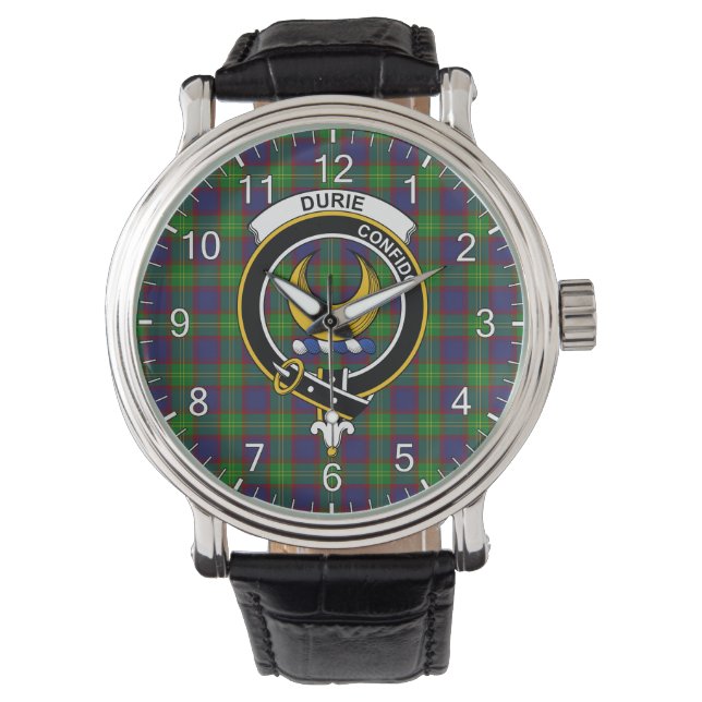 Classic Timeless Clan Durie Tartan Abzeichen Karie Armbanduhr (Vorderseite)
