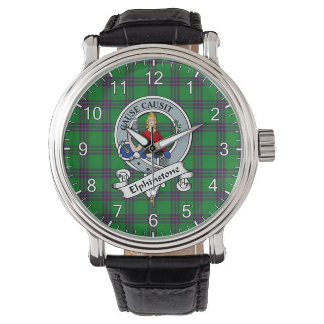 Classic Timeless Clan Elphinstone Jagd Abzeichen T Armbanduhr (Vorderseite)
