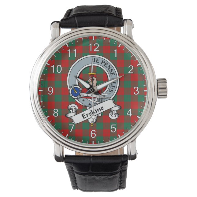 Classic Timeless Clan Erskine Abzeichen Tartan Wat Armbanduhr (Vorderseite)