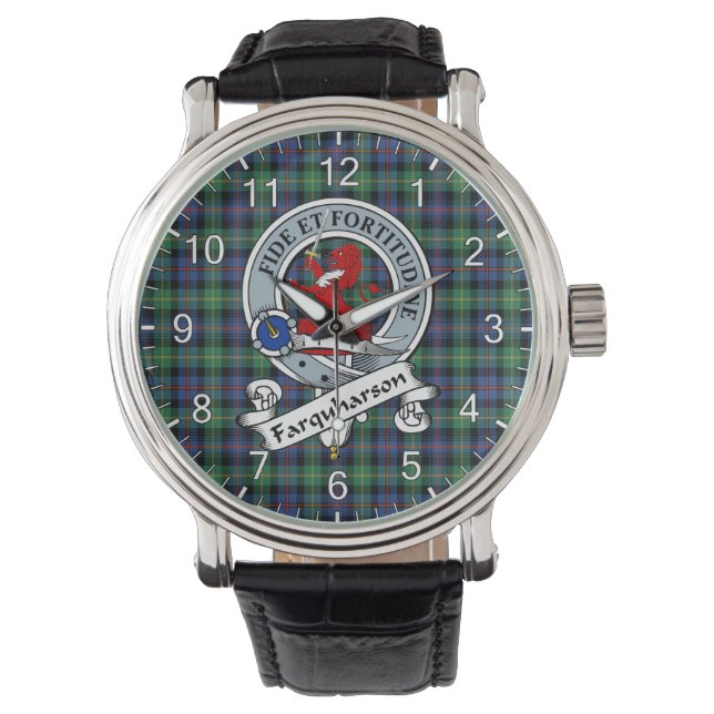 Classic Timeless Clan Farquharson Altes Abzeichen Armbanduhr (Vorderseite)