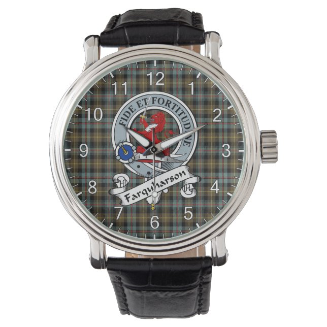 Classic Timeless Clan Farquharson Weathered Abzeic Armbanduhr (Vorderseite)