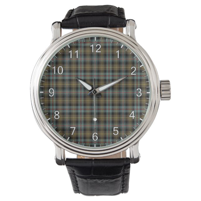 Classic Timeless Clan Farquharson Weathered Tartan Armbanduhr (Vorderseite)