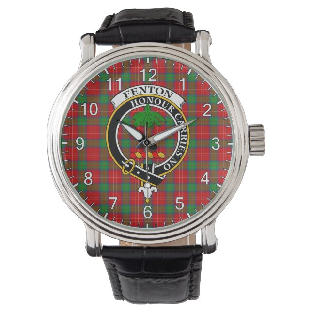 Classic Timeless Clan Fenton Tartan Abzeichen Kari Armbanduhr (Vorderseite)