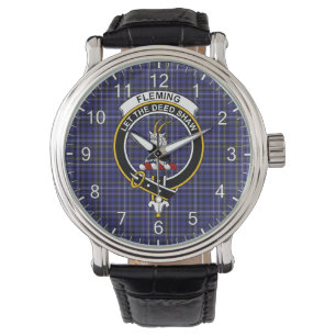 Classic Timeless Clan Fleming Tartan Abzeichen Kar Armbanduhr