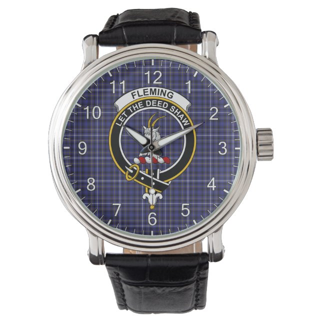 Classic Timeless Clan Fleming Tartan Abzeichen Kar Armbanduhr (Vorderseite)