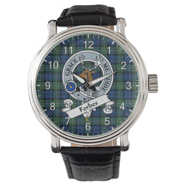 Classic Timeless Clan Forbes Altes Abzeichen Tarta Armbanduhr (Vorderseite)