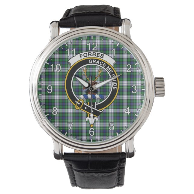 Classic Timeless Clan Forbes Dress Tartan Abzeiche Armbanduhr (Vorderseite)