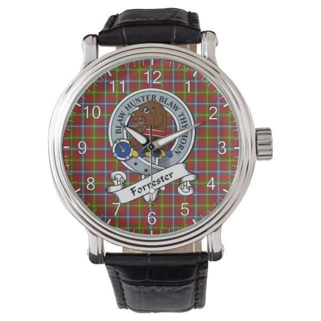 Classic Timeless Clan Forrester Abzeichen Tartan W Armbanduhr (Vorderseite)