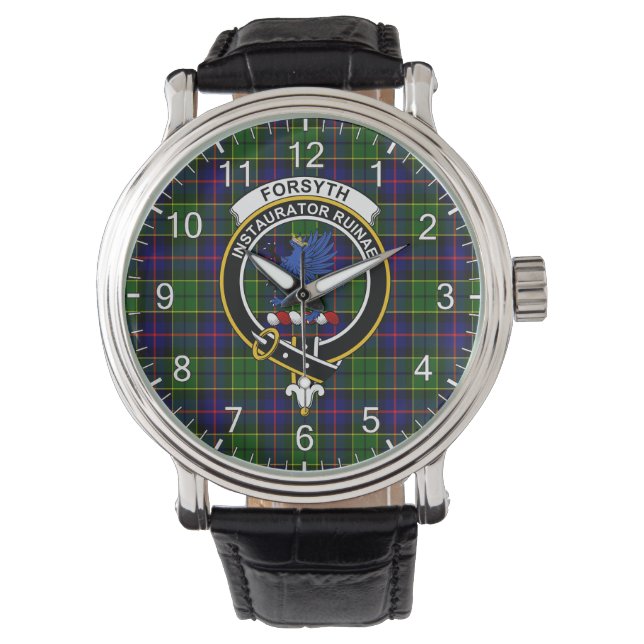 Classic Timeless Clan Forsyth Tartan Abzeichen Kar Armbanduhr (Vorderseite)