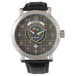 Classic Timeless Clan Fraser Jagd Tartan Abzeichen Armbanduhr