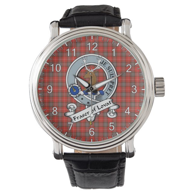 Classic Timeless Clan Fraser Weathered Abzeichen T Armbanduhr (Vorderseite)