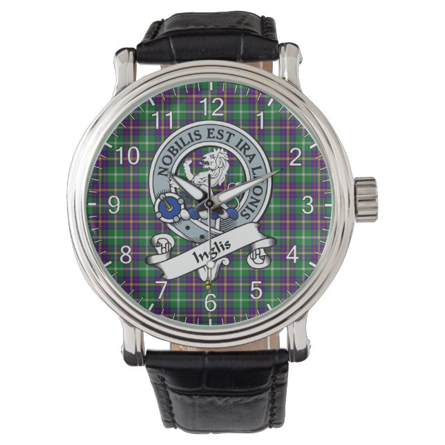 Classic Timeless Clan Inglis Modern Abzeichen Tart Armbanduhr (Vorderseite)