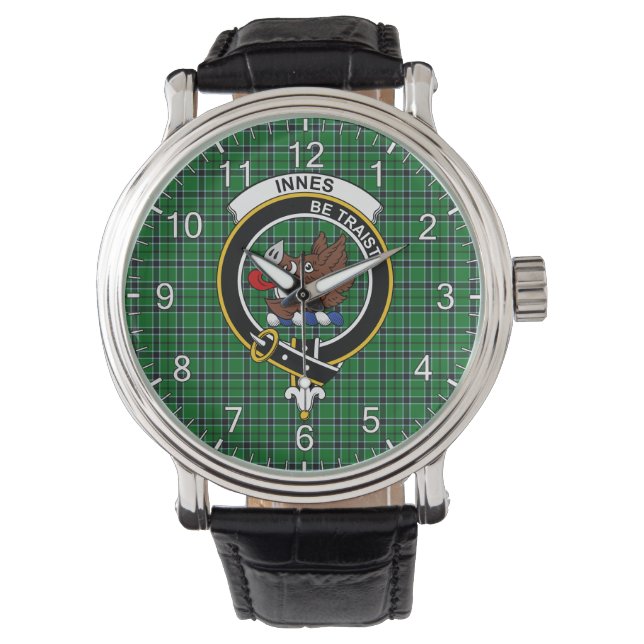 Classic Timeless Clan Innes Jagen Tartan Abzeichen Armbanduhr (Vorderseite)