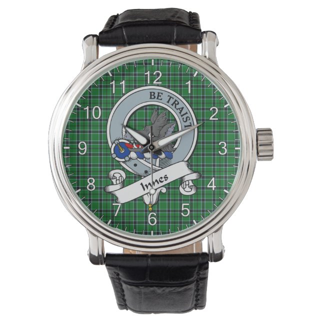 Classic Timeless Clan Innes Junting Abzeichen Tart Armbanduhr (Vorderseite)