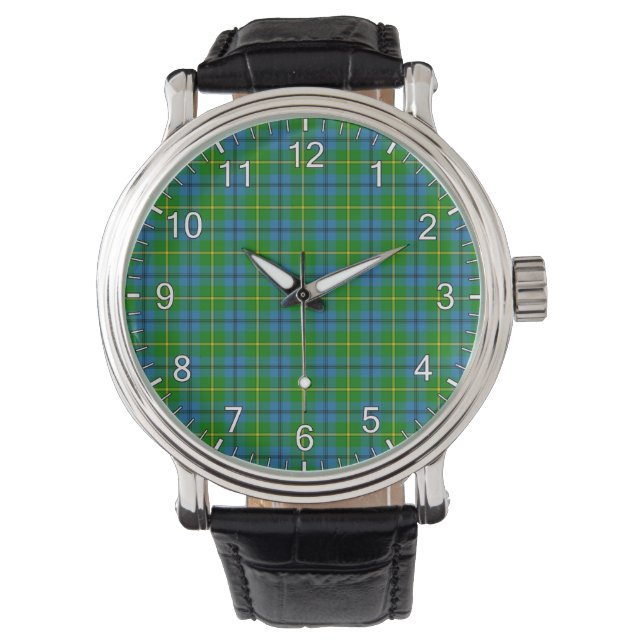 Classic Timeless Clan Johnston Tartan Kariertes Ge Armbanduhr (Vorderseite)