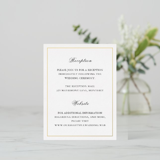 Classic Timeless Wedding Foil Enclosure Card Folie Einladungspostkarte (Stehend vorne)