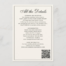 Classic traditional balck ivory wedding details begleitkarte