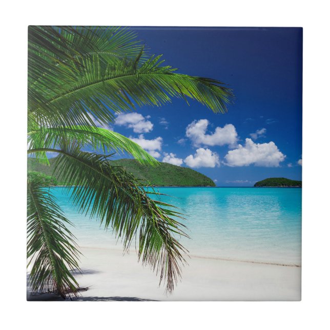 Classic Tropical Island Beach Paradies Fliese (Vorderseite)