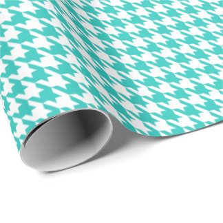 Classic Turquoise and White Houndstooth Pattern  Geschenkpapier