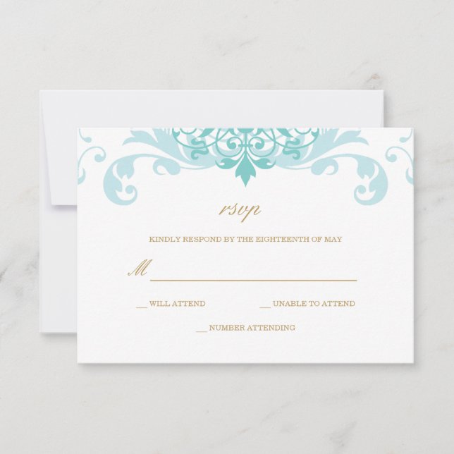 Classic Turquoise & Gold Parco Civico-Ciani RSVP Karte (Vorderseite)