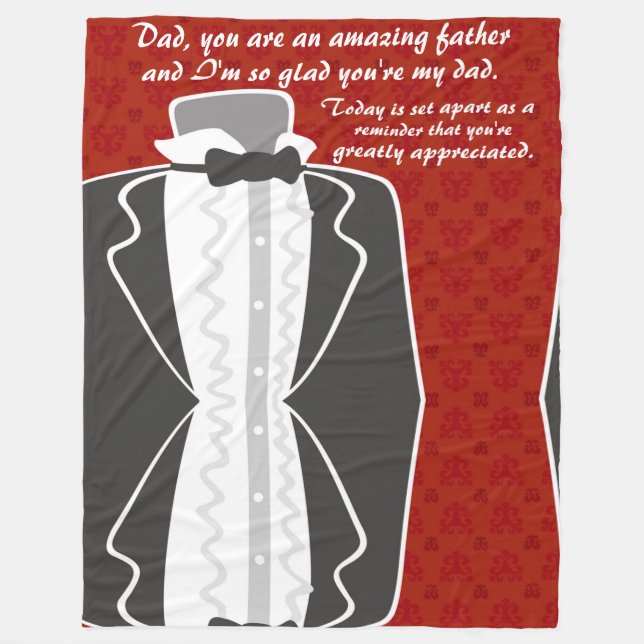 Classic Tuxedo Phantastischer Vater personalisiere Fleecedecke (Vorderseite)