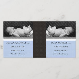 Classic Twin Boys Double New Baby Foto Cards Ankündigung
