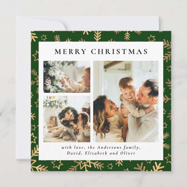 Classic Typografy Green | Foto Weihnachten (Vorderseite)