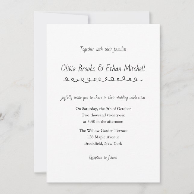 Classic Typography Wedding Invitation Einladung (Vorderseite)