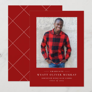 Classic une photo rouge faire-part de graduation